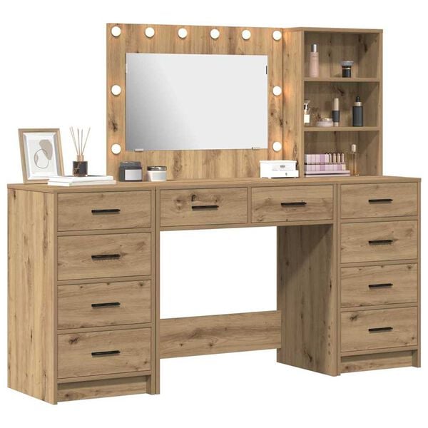 vidaXL Dressing Table with Drawer 3 pcs Artisan Oak Engineered Wood