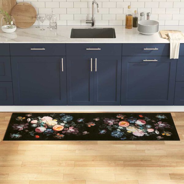 vidaXL Kitchen Rug Black 180 x 60 cm Velvet