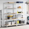 vidaXL 5-Layer Storage Shelves 2 pcs Silver Steel&Engineered Wood