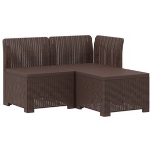 vidaXL 3-Seater Garden Sofa Rattan Look PP Brown