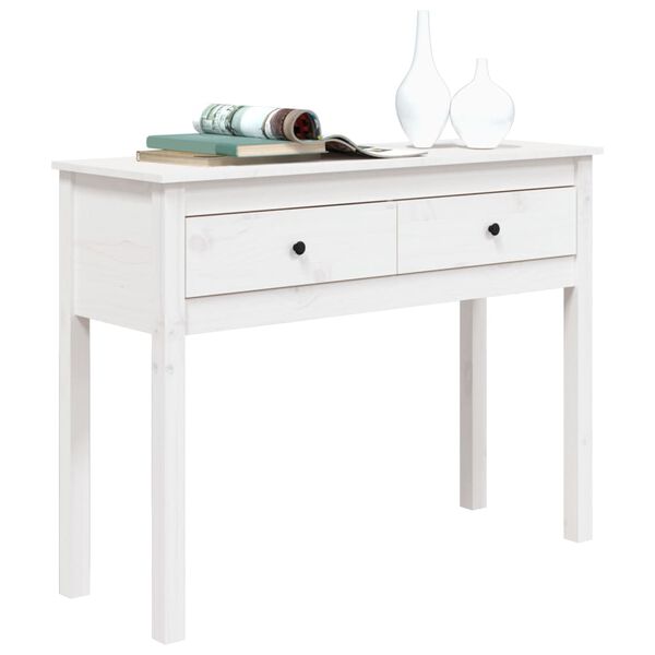 vidaXL Console Table White 100x35x75 cm Solid Wood Pine