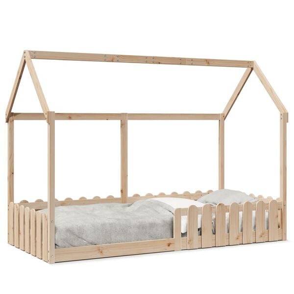 vidaXL Kids' House Bed Frame without Mattress 90x200 cm Solid Wood Pine