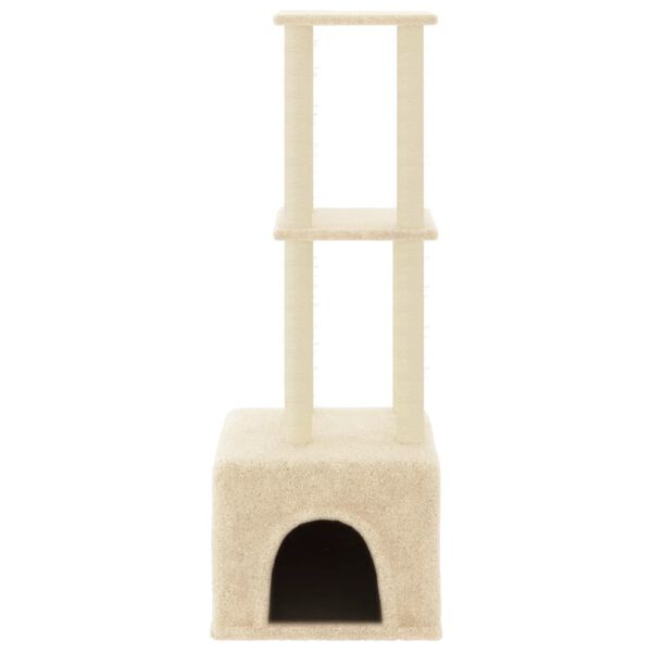 vidaXL Cat Tree with Sisal Scratching Posts Cream 133.5 cm