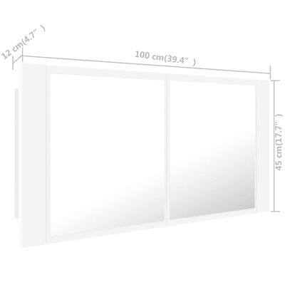 vidaXL LED Bathroom Mirror Cabinet White 100x12x45 cm Acrylic