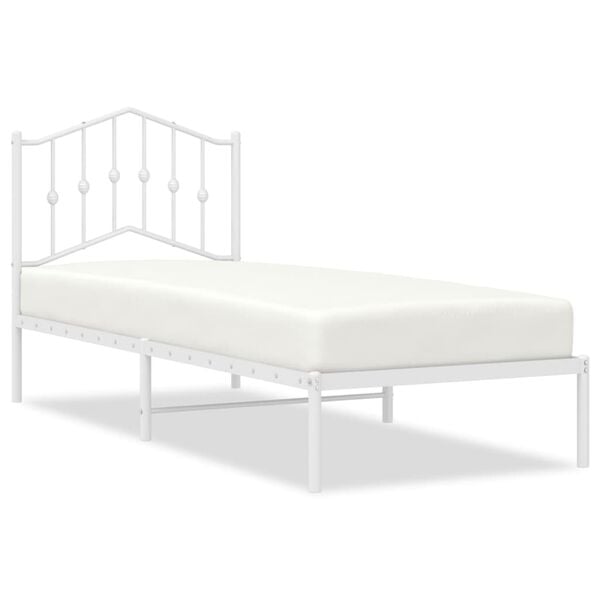 vidaXL Metal Bed Frame without Mattress with Headboard White 80x200cm