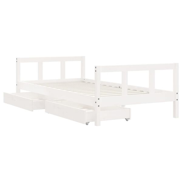 vidaXL Kids Bed Frame with Drawers White 90x190 cm Solid Wood Pine