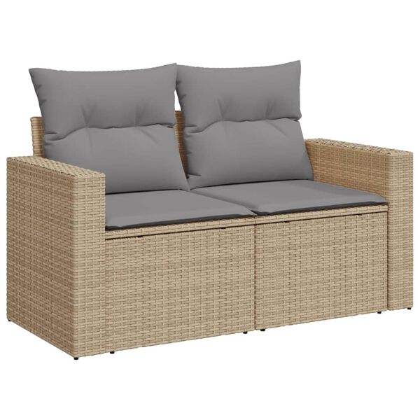 vidaXL 11 Piece Garden Sofa Set with Cushions Beige Poly Rattan