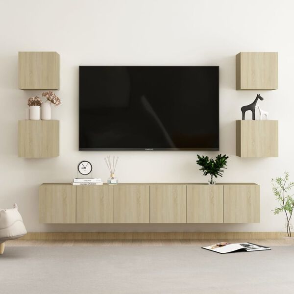 vidaXL 7 Piece TV Cabinet Set Sonoma Oak Engineered Wood