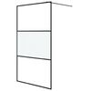 vidaXL Walk-in Shower Wall Black 115x195 cm Half Frosted ESG Glass