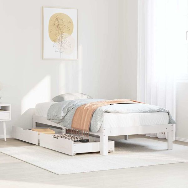 vidaXL Bed Frame with Drawers without Mattress White 90x200 cm
