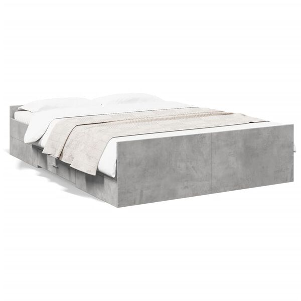 vidaXL Bed Frame with Drawers without Mattress Concrete Grey 120x200 cm