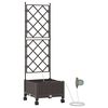 vidaXL Garden Planter with Irrigation&Wheels Brown 40 x 40 x 132 cm PP