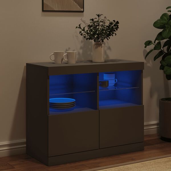 vidaXL Sideboard with LED Lights Black 81x37x67 cm