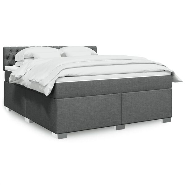 vidaXL Box Spring Bed with Mattress Dark Grey 180x200 cm Fabric