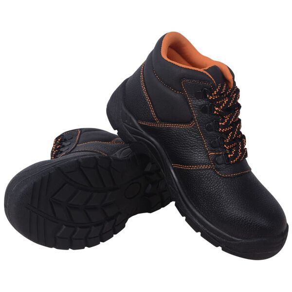 vidaXL Safety Shoes Black Size 45 Leather