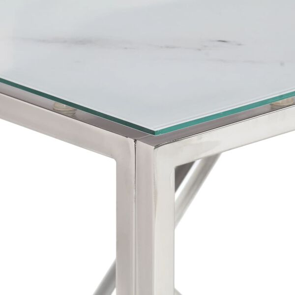 vidaXL Console Table Silver Stainless Steel and Tempered Glass