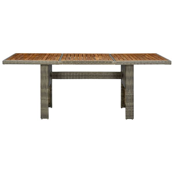 vidaXL Garden Table Brown Poly Rattan and Solid Acacia Wood
