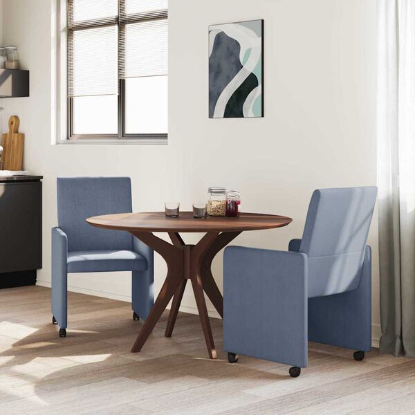 vidaXL Dining Chairs with Wheels 2 pcs Blue 57 x 66 x 94 cm