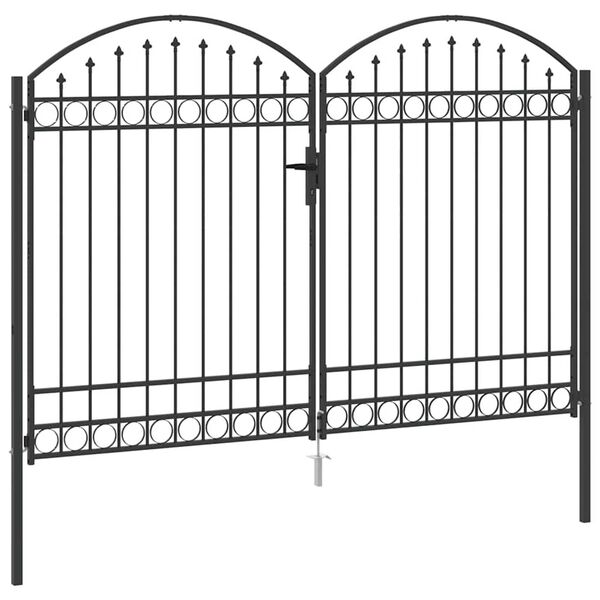 vidaXL Fence gate with Lock Grey 300 x 200 cm Steel