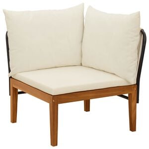 vidaXL Garden Corner Sofa with Cushions Solid Acacia Wood & Rope
