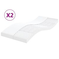vidaXL Foam Mattresses 2 pcs White 90x190 cm 7-Zone Hardness 20 ILD