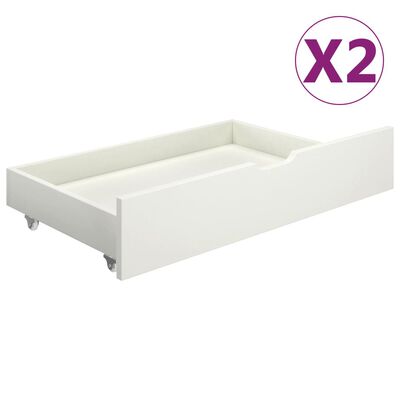 vidaXL Bed Frame with 2 Drawers White Solid Pine Wood 100x200 cm