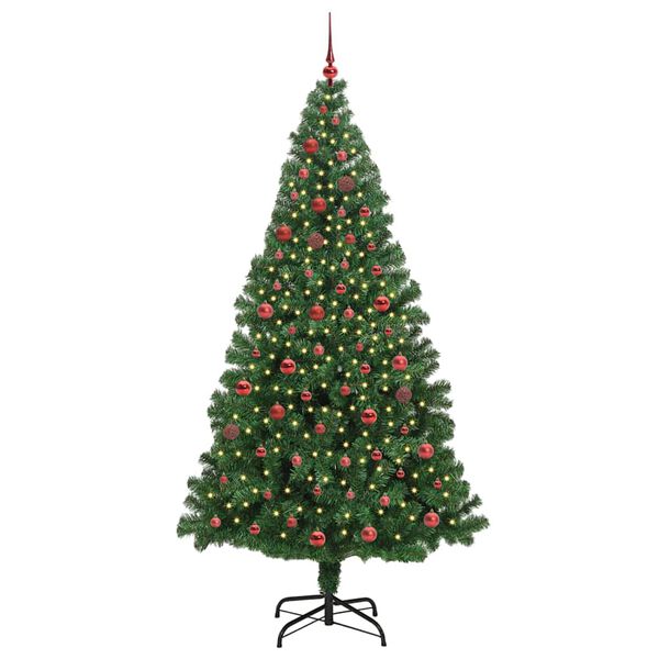 vidaXL Artificial Christmas Tree with 300 LEDs with Stand Green 210 cm