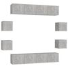 vidaXL 8 Piece TV Cabinet Set Concrete Grey Engineered Wood (801476x4+804495)
