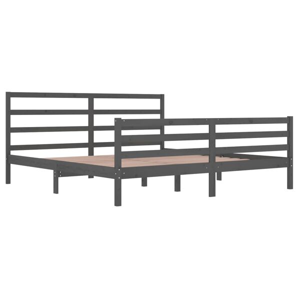 vidaXL Bed Frame without Mattress Grey Solid Wood Pine 200x200 cm