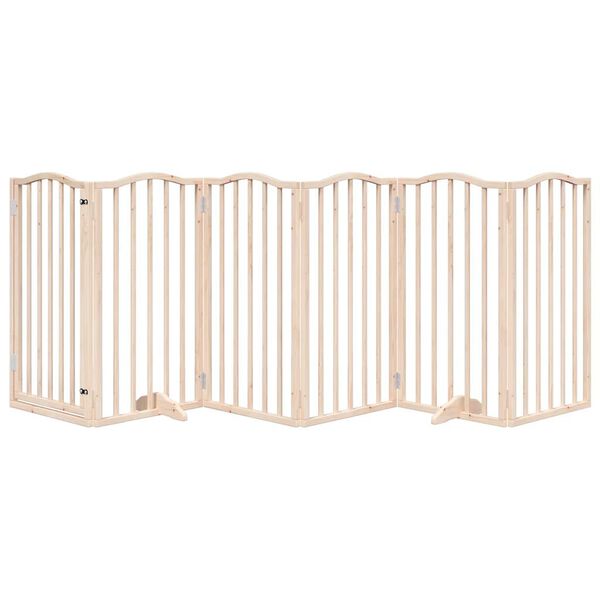 vidaXL Dog Gate with Door Foldable 6 Panels 300 cm Poplar Wood