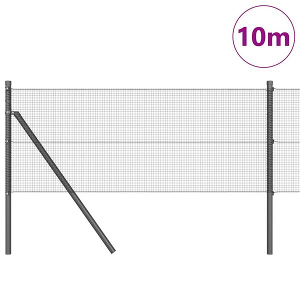 vidaXL Fence Post Grey 10 x 0.4 m (12 x 12 mm mesh) Steel and PVC