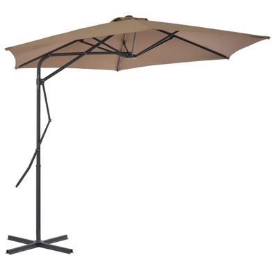 vidaXL Outdoor Parasol with Steel Pole 300 cm Taupe
