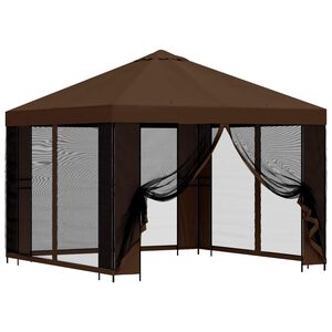 vidaXL Garden Gazebo with Sidewalls 3 x 3 m Brown Polyester and Steel