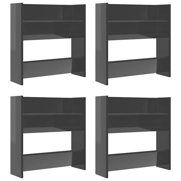 vidaXL Wall Shoe Cabinets 4 pcs High Gloss Grey 60x18x60 cm Engineered Wood