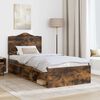 vidaXL Bed Frame with Headboard Smoked Oak 90 x 190 cm Solid Pine Wood