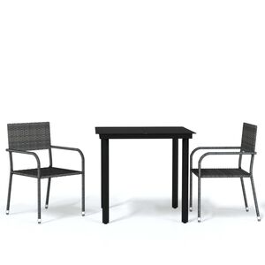 vidaXL 3 Piece Garden Dining Set Grey