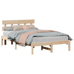vidaXL Bed Frame with Headboard Brown 120 x 200 cm Solid Pine wood