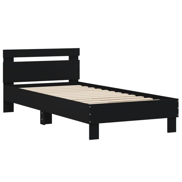 vidaXL Bed Frame without Mattress with Headboard Black 75x190 cm Small Single