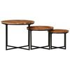 vidaXL Nesting Coffee Tables 3 pcs Solid Wood Acacia and Iron