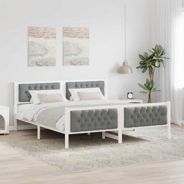 vidaXL Bed Frame Light Grey 180 x 200 cm Solid Pine Wood