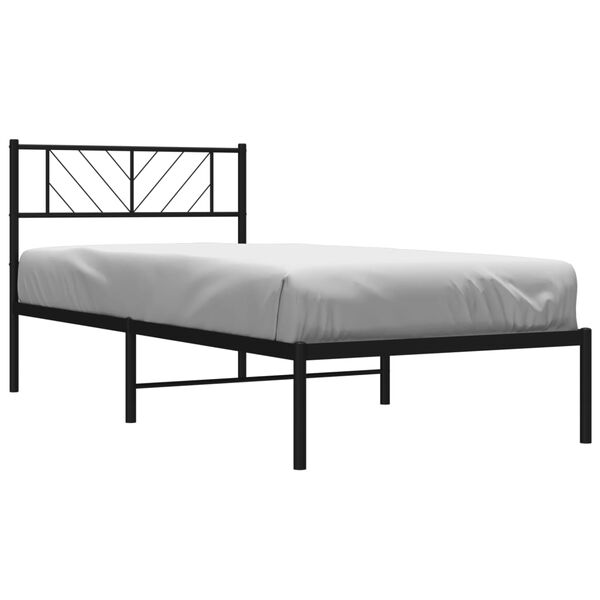 vidaXL Metal Bed Frame without Mattress with Headboard Black 80x200cm