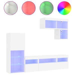 vidaXL 6 Piece TV Wall Units with LED White Engineered Wood