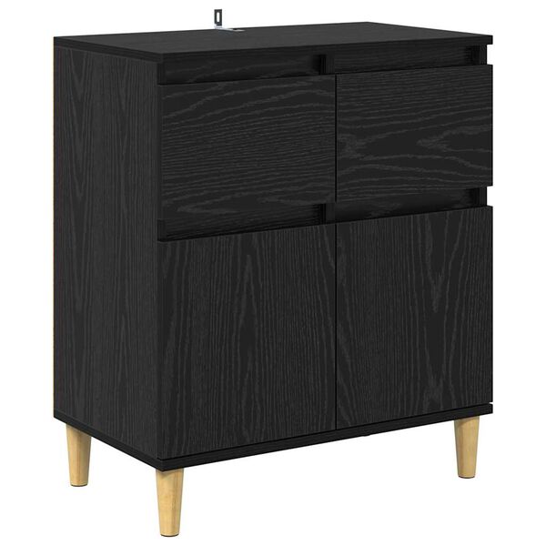 vidaXL Sideboard with Drawer Black Oak 60 x 35 x 70 cm Engineered Wood