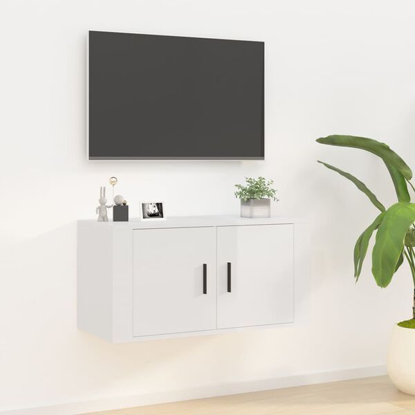vidaXL Wall Mounted TV Cabinet High Gloss White 80x34.5x40 cm
