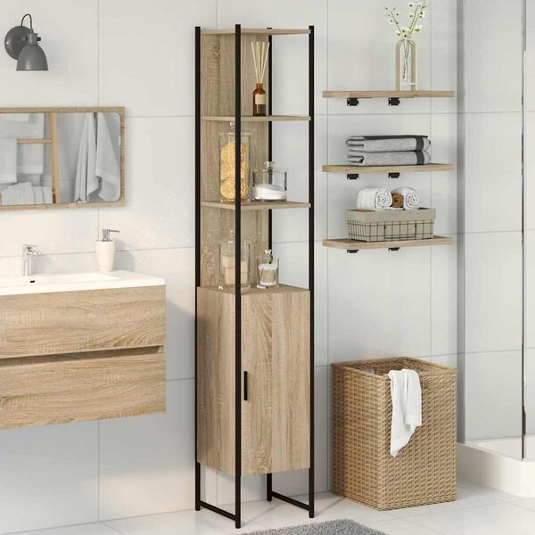 vidaXL Bathroom Cabinet Sonoma 33 x 33 x 185.5 cm Engineered Wood