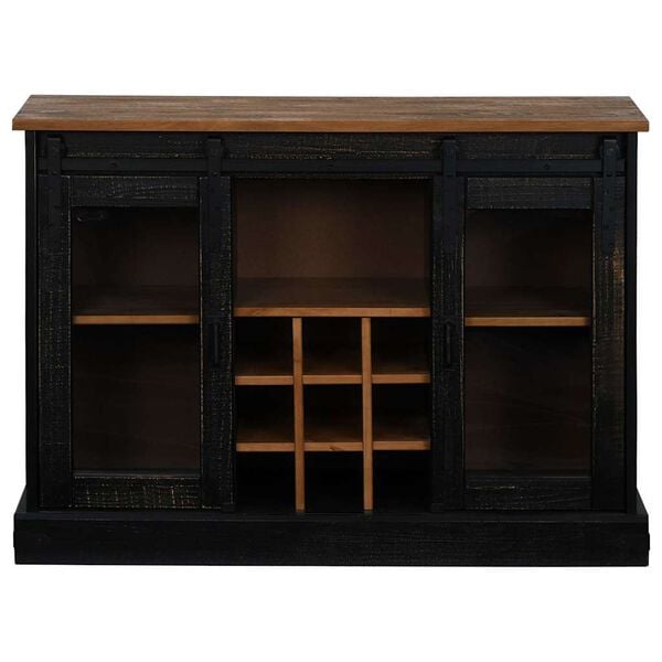 vidaXL Sideboard HALDEN 2 Sliding Doors Black 112x40x80 cm Solid Wood