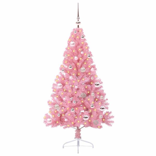 vidaXL Artificial Pre-lit Christmas Tree with 150 LEDs Pink 150 cm PVC