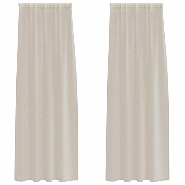 vidaXL Voile Curtain with Curtains 2 pcs Sand 225 x 140 cm Polyester