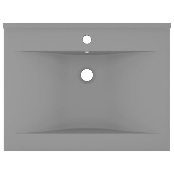 vidaXL Luxury Basin with Faucet Hole Matt Light Grey 60x46 cm Ceramic