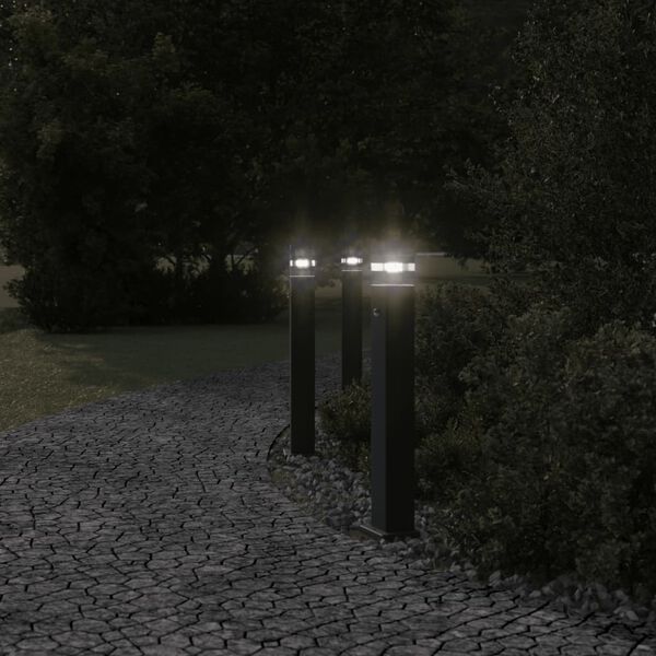 vidaXL Outdoor Floor Lamps with Sensors 3pcs Black 80 cm Aluminium